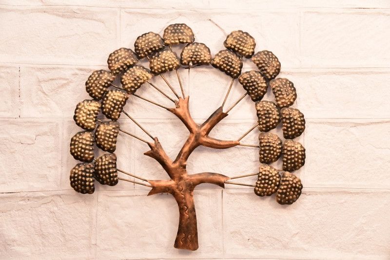 Craft Edge Iron Handcrafted Badal Tree Wall Hanging Showpiece Item for Home Decor  (21 inch X 2 inch, Brown)