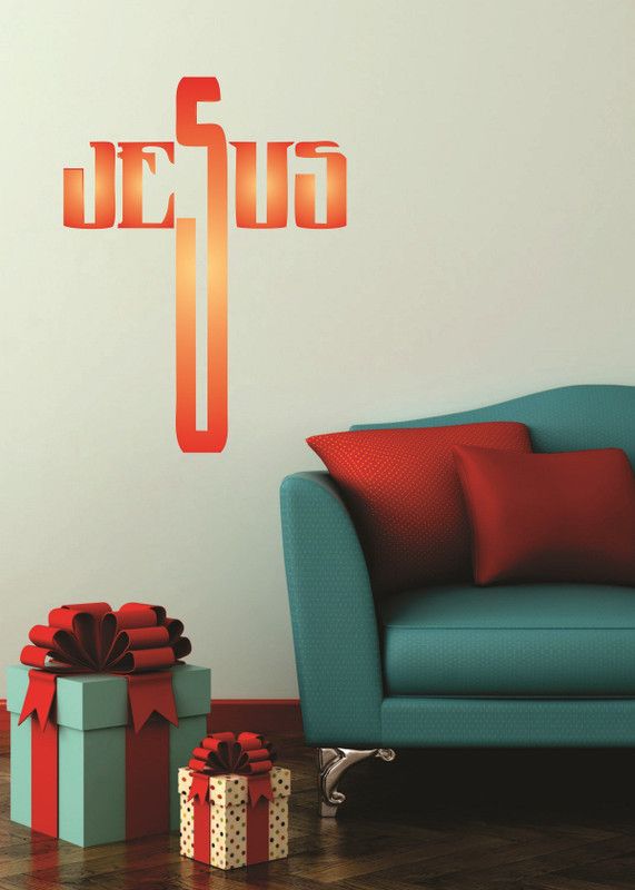 Decor Villa 58 cm Jesus Removable Sticker  (Pack of 1)
