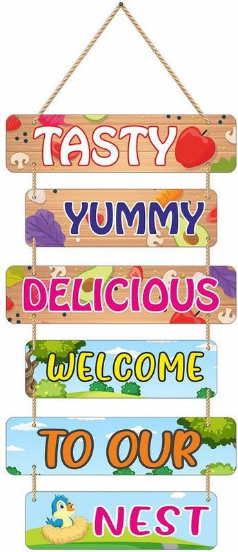 KREEPO Tasty Yummy Delicious Welcome to our Nest MDF Hanging Board for Wall Decor_kr12  (Multicolor)