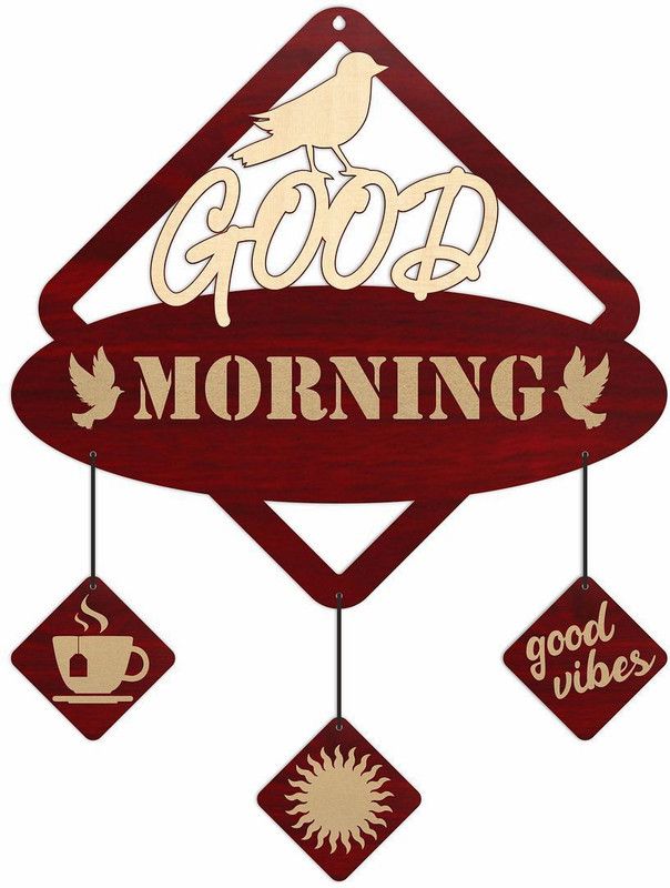 KREEPO Good Morning Stylish Bird Cut-Out Wall Hanging Plaque for Home Decor_K73  (Multicolor)