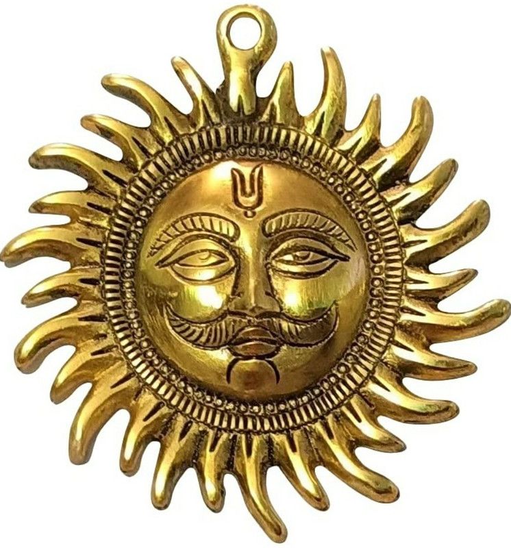 udienterprises Surajmukhi wall decor Decorative Showpiece - 13 cm  (Metal, Gold)