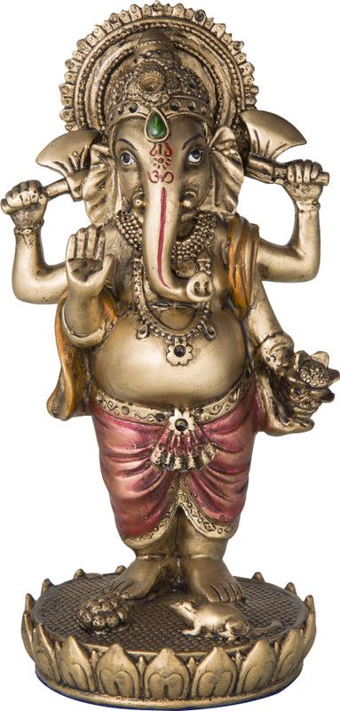 Delhi Gift House Handcrafted Lord Bal Ganesha Idols for Home & Office Decor Car Dashboard Idol |Ganesha Statue in Religious Idols| Showpiece for Living Room|Ganesh ji ki murti| ganpati Decorative Showpiece - 25 cm  (Polyresin, Gold)
