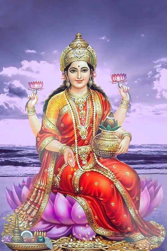 Goddess Lakshmi Maa Religious Waterproof Vinyl Sticker Poster || (24 inch X 18 inch) btcan2943-2 Fine Art Print  (18 inch X 24 inch, Rolled)