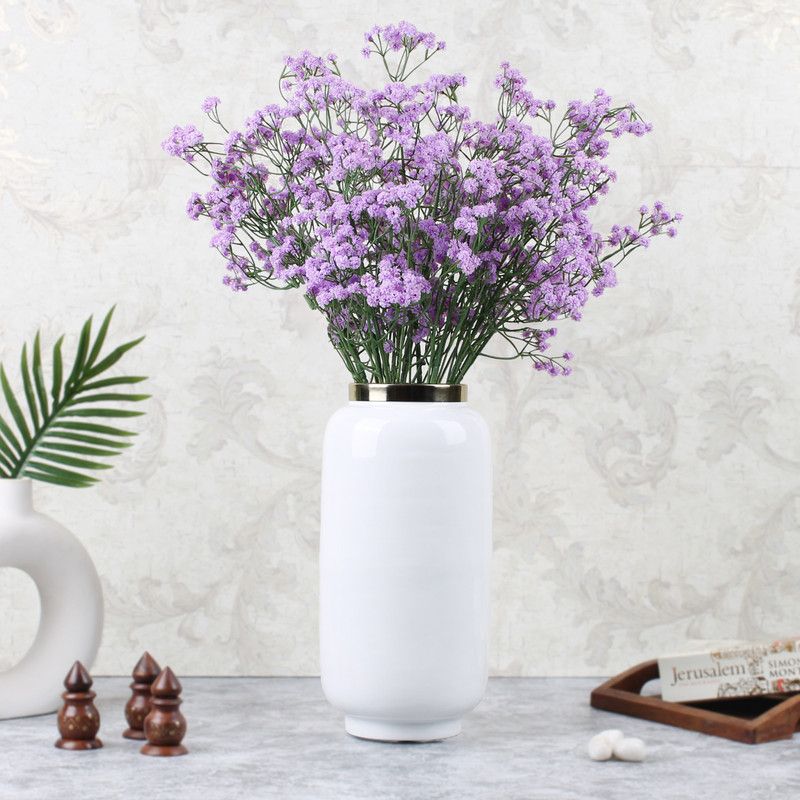 Elemntl Artificial Babys Breath Gypsofila Flower sticks Purple Wild Flower Artificial Flower  (26 inch, Pack of 6, Flower Bunch)