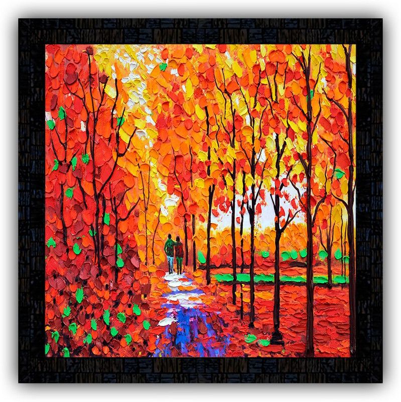 Poster N Frames framed poster of Hand Painted landscape scenery-18198 Digital Reprint 14 inch x 14 inch Painting  (With Frame)