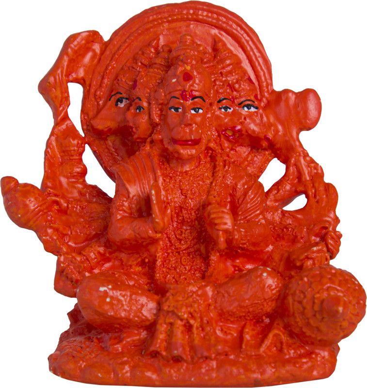 Delhi Gift House Panchmukhi 5 Face Lord Hanuman Ji Statue (Orange, Medium) Decorative Showpiece - 7 cm  (Polyresin, Orange)