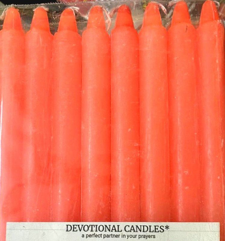 DEVOTIONAL 8 pieces colour Candles Candle  (Orange, Pack of 8)