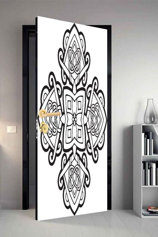 QTH 213 cm Line Art Dor-0885 Design Door Sticker Self Adhesive Sticker  (Pack of 1)