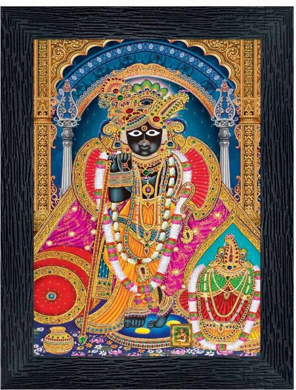 pnf Banke Bihari Vrindavan Religious Frame with Acrylic Sheet for Worship/Pooja Digital Reprint 8 inch x 6 inch Painting  (With Frame)