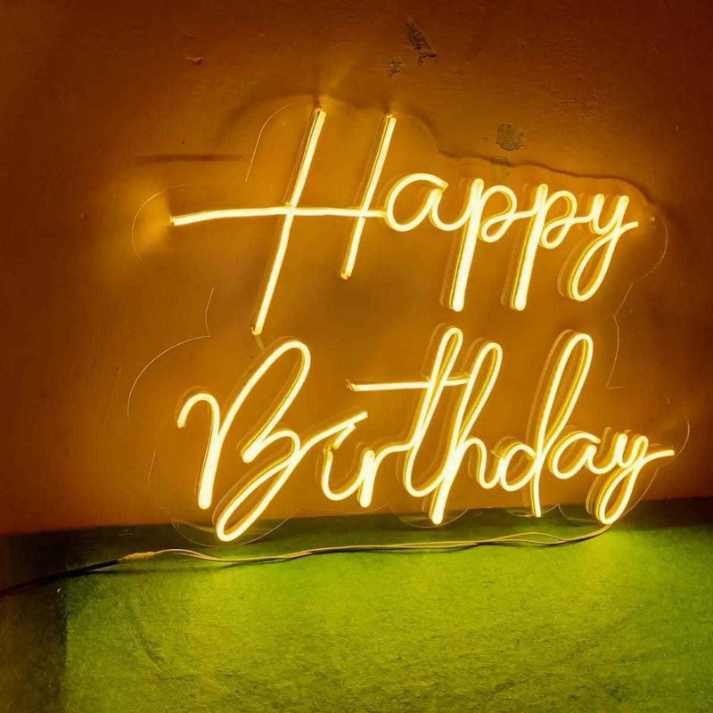 unique Gift Idea HAPPY BIRTHDAY NEON LIGHT WARM WHITE(24*16)INCHES  (WARM WHITE)