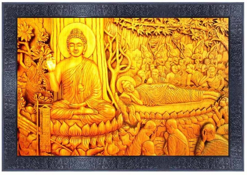 pnf Buddha Wood Photo Frames with Acrylic Sheet (Glass)16844 Digital Reprint 10 inch x 14 inch Painting  (With Frame)