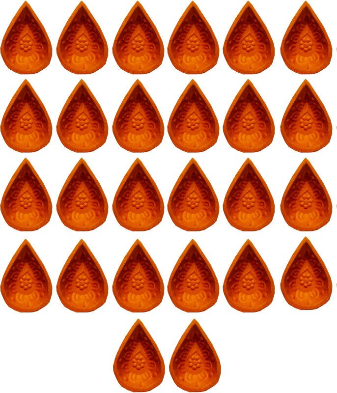 RAMANANDA POTTERY Clay Diya Deepak Mitti Diya oil Lamp For Diwali Festival Hindu Pooja Article Terracotta, Earthenware (Pack of 26) Table Diya Set  (Height: 1 inch)