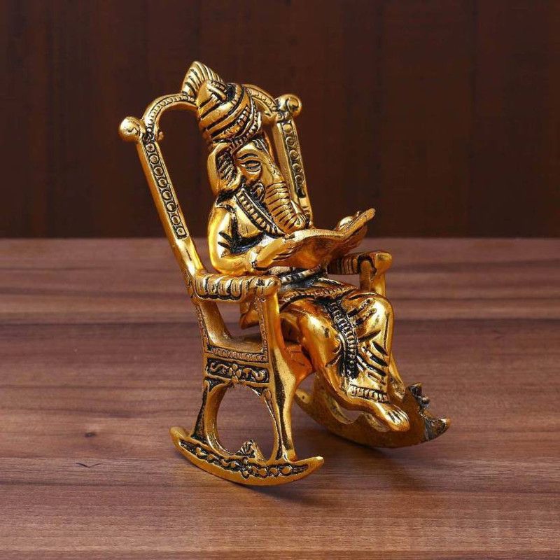 SBBCO Handcrafted Home Decorative Lord Ganesha Statue Decorative Showpiece - 12 cm  (Metal, Gold)