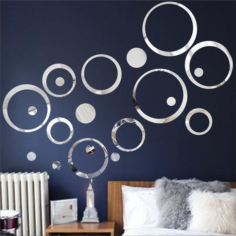 LOOK DECOR 90 cm 20 Circle Ring And Dots Silver (Pack of 20) 13 Self Adhesive Sticker  (Pack of 20)