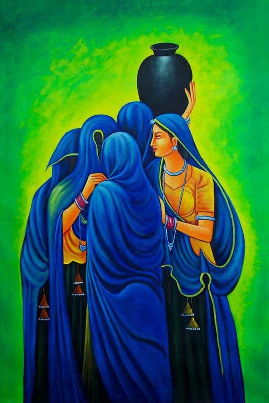Rajasthani Painting Waterproof Vinyl Sticker Poster || can3474-1 Fine Art Print  (18 inch X 12 inch, Rolled)
