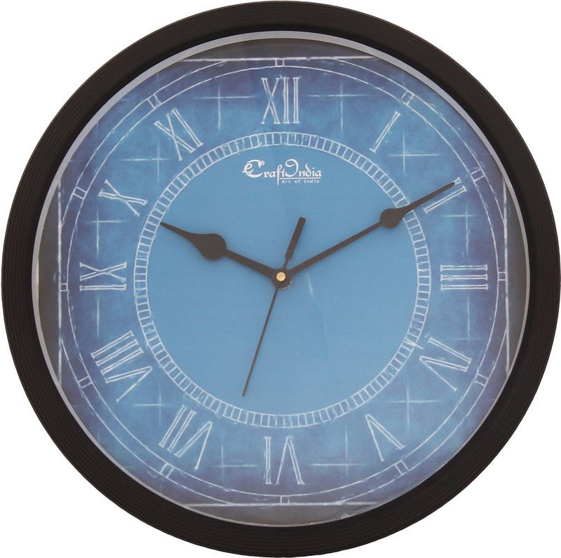 eCraftIndia Analog 31.75 cm X 31.75 cm Wall Clock  (Black, With Glass, Standard)