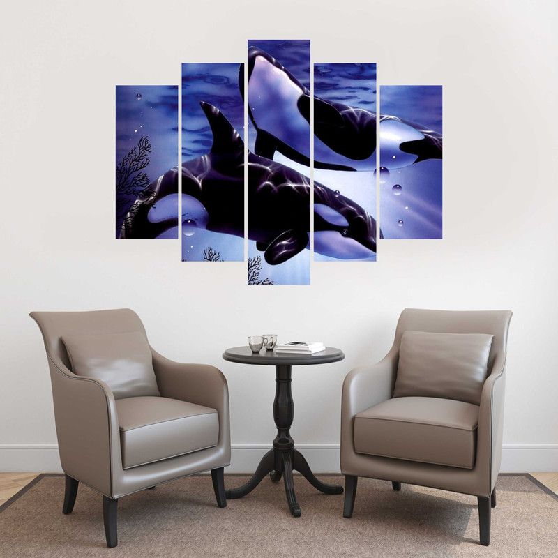Impression Wall 61 cm Blue Whale Self Adhesive Sticker  (Pack of 1)