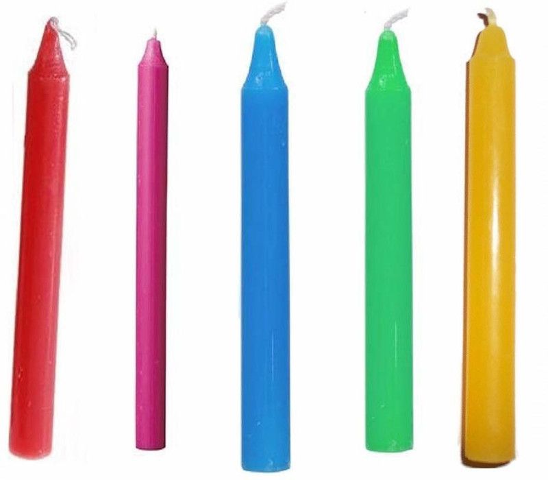 sagar enterprizess 20 Pcs Plain Multicolor Candle Without Stand for Festival,Decoration,Celebration, (Height-18cm,Burn Time-5 Hr Each) Candle  (Multicolor, Pack of 20)