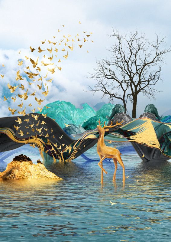 Decorative Production Nature Multicolor Wallpaper  (62 cm x 92 cm)