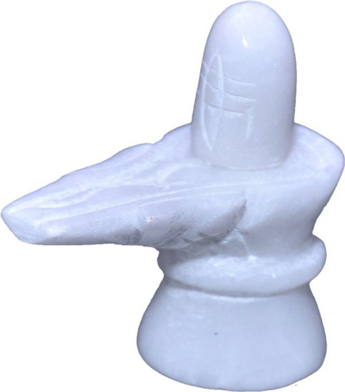 Shiv Shivling Decorative Showpiece - 6 cm  (Marble, White)