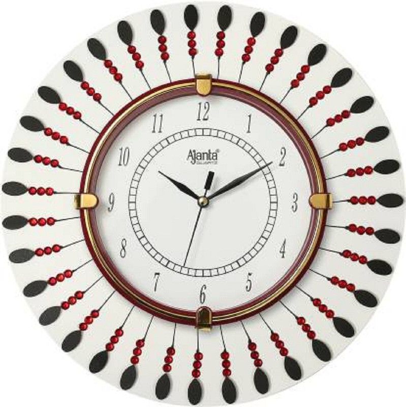 Craftwheel 69 Analog 33 cm X 33 cm Wall Clock  (White, With Glass, Standard)