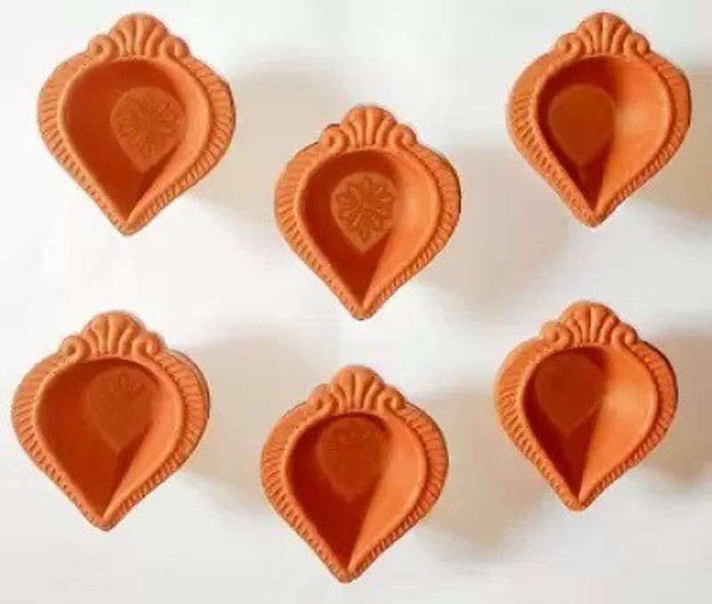 Canvo Diwali Clay Diya Set Pack Of 6 Diyas PTFE (Non-stick) (Pack of 6) Table Diya Set  (Height: 2.5 inch)