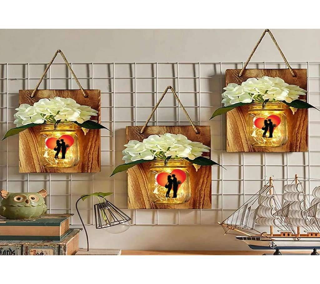 LED Strips Rustic Mason Jar Wall Sconces with Fairy Lights & Flowers for Country Home wedding Wall Bedroom Decoration B1