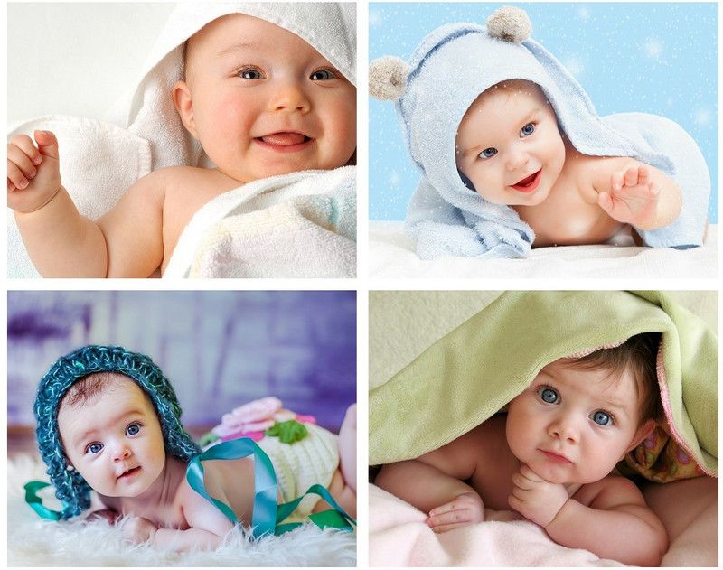 Set of 4 Cute Baby Combo Posters | Smiling Baby Poster | Poster for Pregnant Women | HD Baby Wall Poster for Room decor (12x18-Inch, 300GSM Thick Paper, Gloss Laminated) Paper Print  (12 inch X 18 inch, Rolled)
