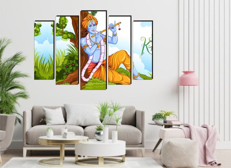 BALKRISHNA WALL STICKER 68 cm krishna bhagwan bansuri bajate hue wall sticker Self Adhesive Sticker  (Pack of 1)