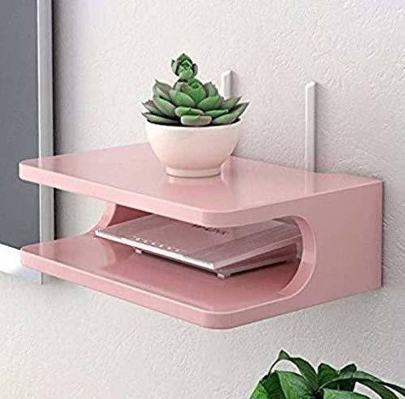 Empire Arts Wooden Wall Mounted Wi-fi Stand, Set Top Box Stand (Pink) MDF (Medium Density Fiber) Wall Shelf  (Number of Shelves - 2, Pink)