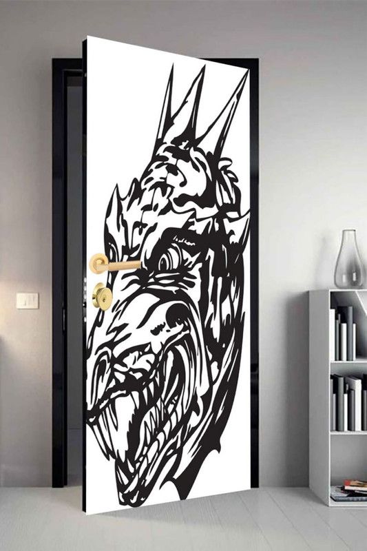 QTH 29.8 cm QTH Skull Dor-7079 Design Door Sticker Self Adhesive Sticker  (Pack of 1)