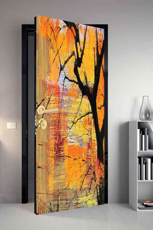 QTH 29.8 cm QTH Colourfull Dor-7734 Design Door Sticker Self Adhesive Sticker  (Pack of 1)