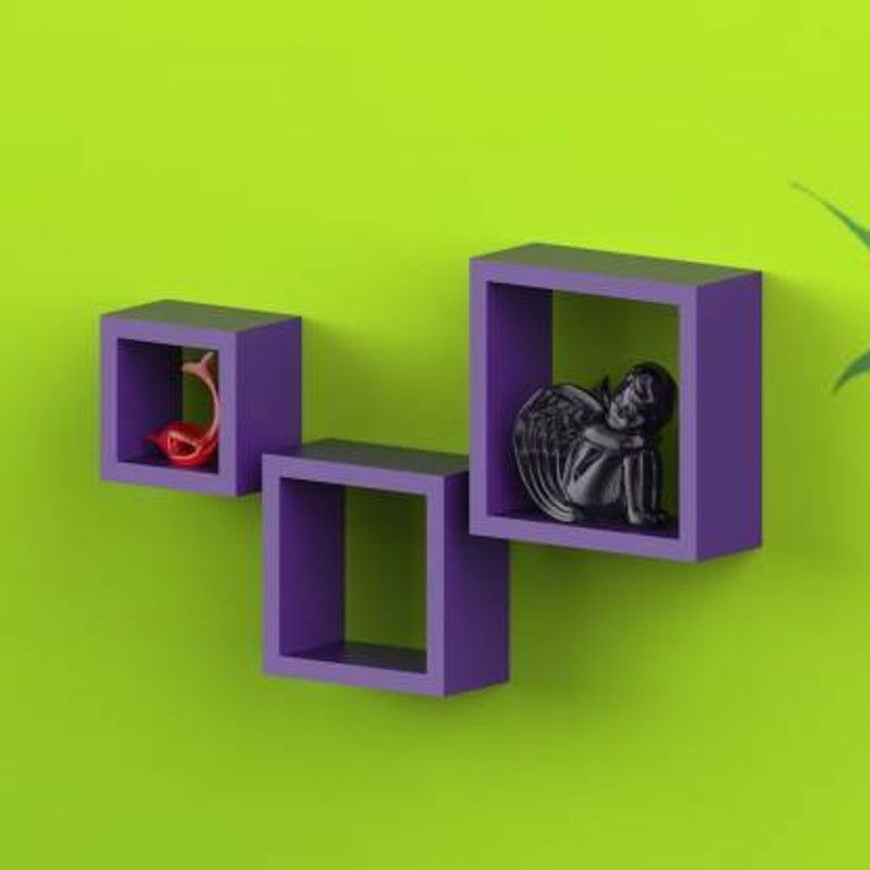 ANB Enterprises Wall shelf square shelves MDF Wall hanging , floating , mounted , decorative ,home , For ;- living room and bedroom & office MDF (Medium Density Fiber) Wall Shelf  (Number of Shelves - 3, Purple)