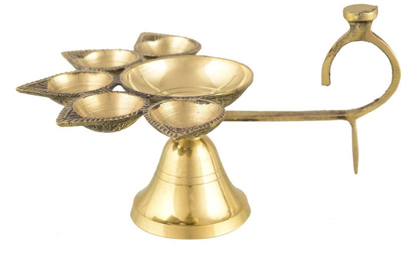 VALUE CRAFTS Brass Table Diya  (Height: 2.9 inch)