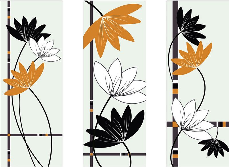pnf Floral (Flower) Art MDF Set of 3-90 Digital Reprint 15 inch x 19 inch Painting  (With Frame, Pack of 3)