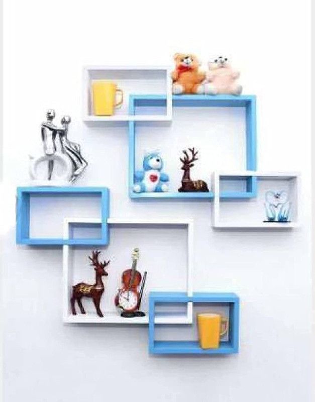 INDIAN DECOR SZY wall mountable rack with 12 holding shelf MDF (Medium Density Fiber) Wall Shelf  (Number of Shelves - 12, Blue, White)