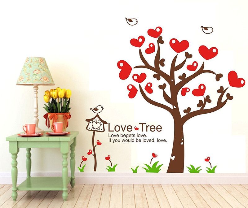 Asmi Collections 140 cm Love Tree Birds Cage Removable Sticker  (Pack of 1)