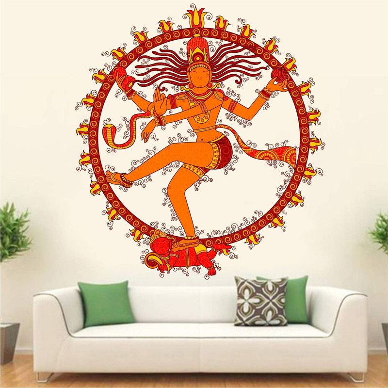 WALLPIK Nataraja - God - Shiva - Dancing - Spiritual - Colorful - Decorative - Wall Sticker - WP068  (85 cm X 85 cm, Multicolor)