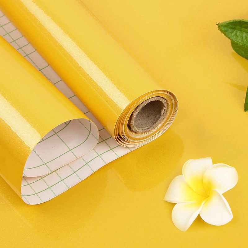 Wallmate Decorative Yellow Wallpaper  (30 cm x 254 cm)