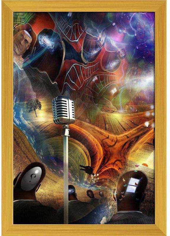 Multiple Elements Combine In The Fantasy Paper Poster Golden Frame | Top Acrylic Glass 13inch x 19inch (33cms x 48.3cms) Paper Print  (19 inch X 13 inch)