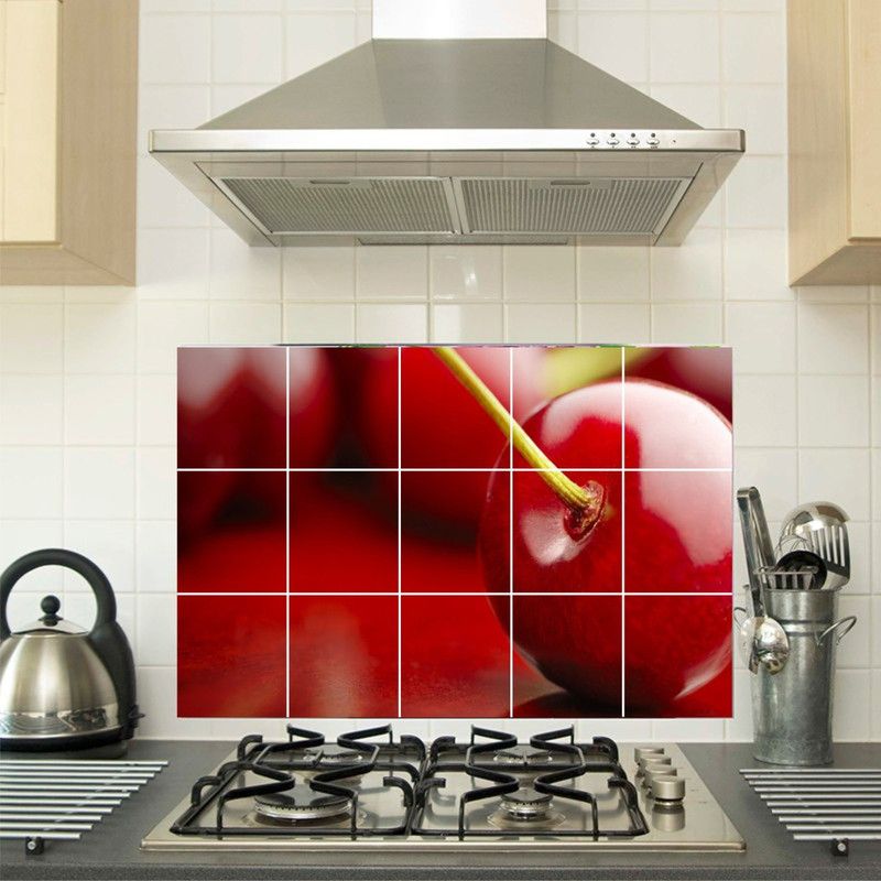Decoration Designs 46 cm Decoration Desings Waterproof Kitchen Apple design Wallpaper/Wall Sticker Multicolour - Kitchen Wall Coverings Area ( 46Cm X 69Cm ) Self Adhesive Sticker  (Pack of 1)