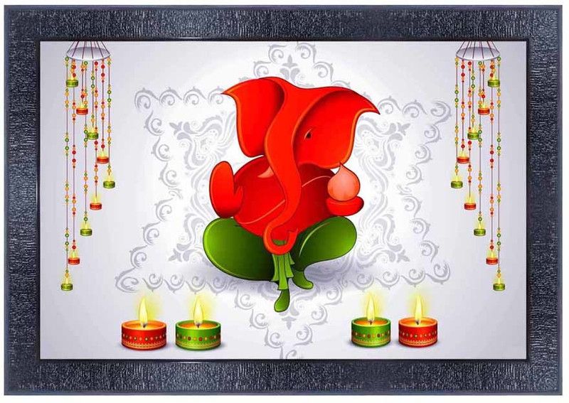 pnf Ganeshji Frames Wood Photo Frames with Acrylic Sheet (Glass)10718- Digital Reprint 10 inch x 14 inch Painting  (With Frame)