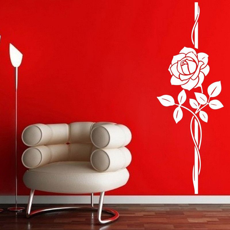 Decor Villa 43 cm Decor villa Bueaty Rose Wall Decal & Sticker White Color Medium Size - 43*94 Cm Self Adhesive Sticker  (Pack of 1)