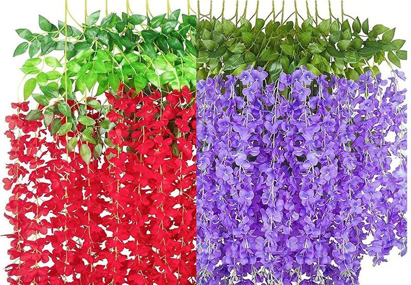 Purple, Red Artificial Flower  (40 inch, Pack of 12)