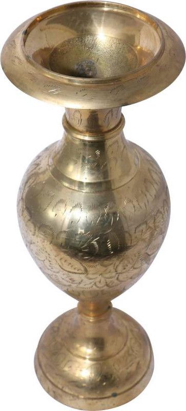 Glori-fyi antique adorable handcrafted Brass Vase  (11 inch, Gold)