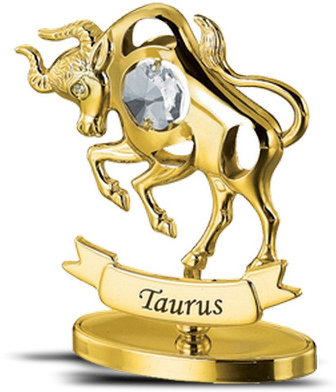 Zodiac Power Taurus Sign Decorative Showpiece - 5 cm  (Gold Plated, Gold)