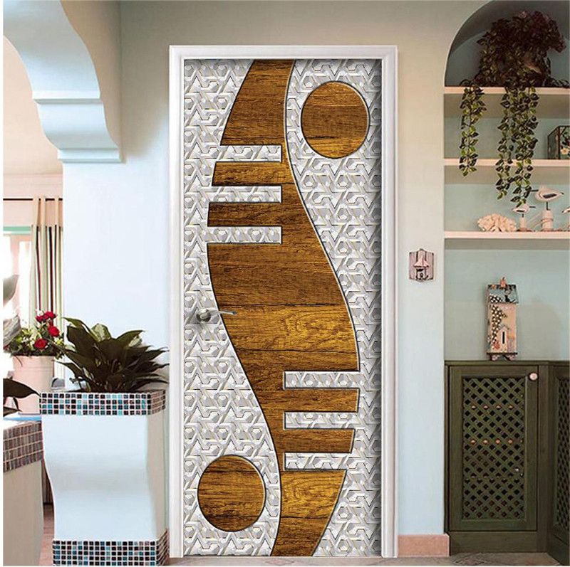 Creative Print Solution 30 cm Silver swipe design stickers for door Self Adhesive Sticker  (Pack of 1)
