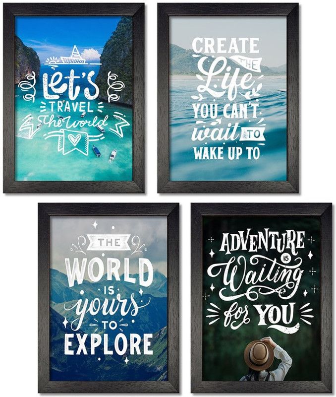 Framed Motivational Quotes Wall Poster, Inspirational Art Frames for Home and Office Decor, Motivational Paintings Frame Combo of 4 for Living Room Study room Bedroom Set6 (Each Frame 9.5x12.5 inch) Photographic Paper  (12.5 inch X 9.5 inch, Framed)
