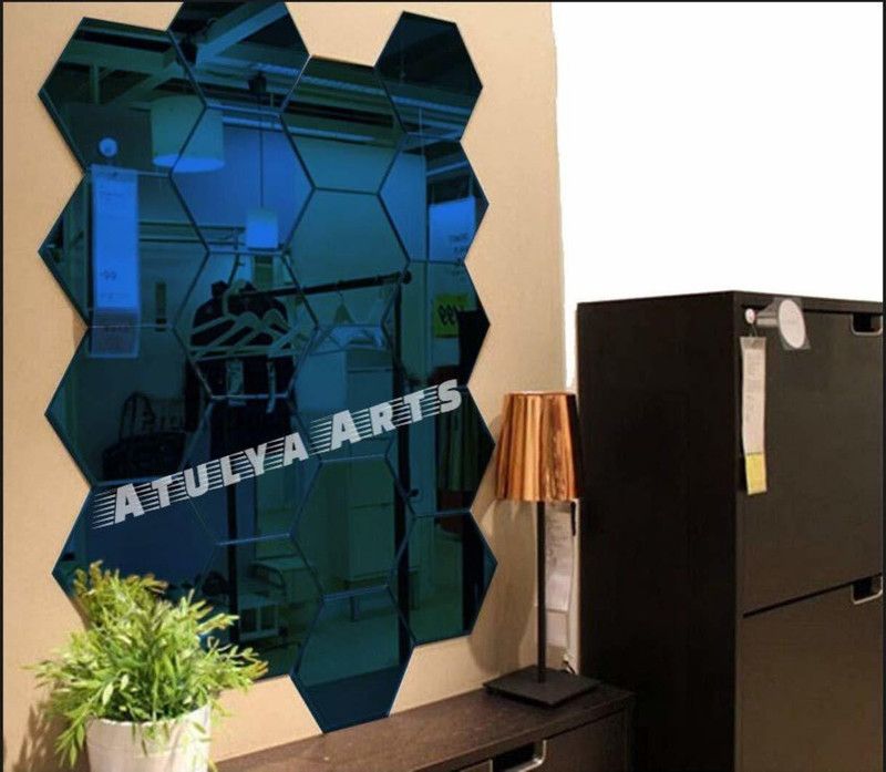 Atulyaarts 60 cm 3D Hexagon Acrylic Stickers (Pack of 20), Acrylic Mirror Self Adhesive Sticker  (Pack of 20)