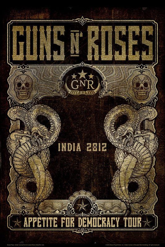 Guns N Roses India 2012 Tour (Officially Licensed) Paper Print  (12 inch X 18 inch, Rolled)